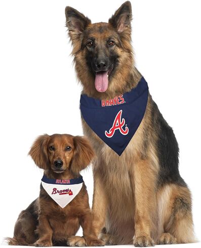Pets First MLB Atlanta Braves Reversible Bandana Size XX-Large for Dogs & Cats. 2 Sided Sports Bandana,Premium Embroidery Team Logo, All MLB Teams Available in Saudi Arabia