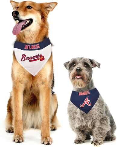 Pets First MLB Atlanta Braves Reversible Bandana Size XX-Large for Dogs & Cats. 2 Sided Sports Bandana,Premium Embroidery Team Logo, All MLB Teams Available in Saudi Arabia