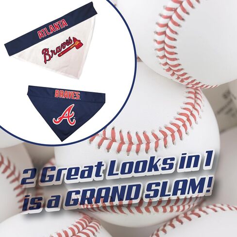 Pets First MLB Atlanta Braves Reversible Bandana Size XX-Large for Dogs & Cats. 2 Sided Sports Bandana,Premium Embroidery Team Logo, All MLB Teams Available in Saudi Arabia
