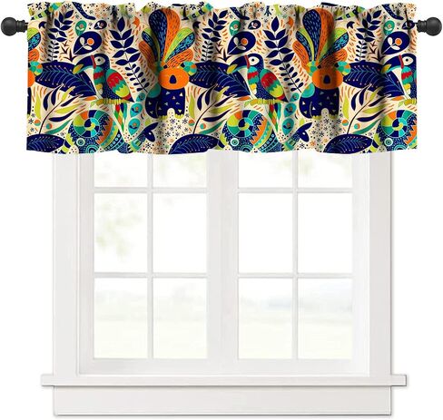 Indian Boho Curtains, Mandala Design Colorful Boho Floral Short Valance for Kitchen, Living Room, Bathroom Windows, 1 Panel Curtain Rod Pocket Curtains 54x18 Inches in Saudi Arabia