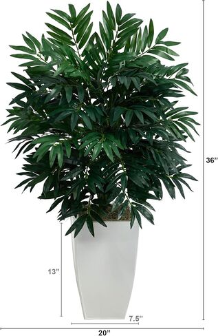 Nearly Natural 3ft. Bamboo Palm Artificial Plant in White Metal Planter in Saudi Arabia