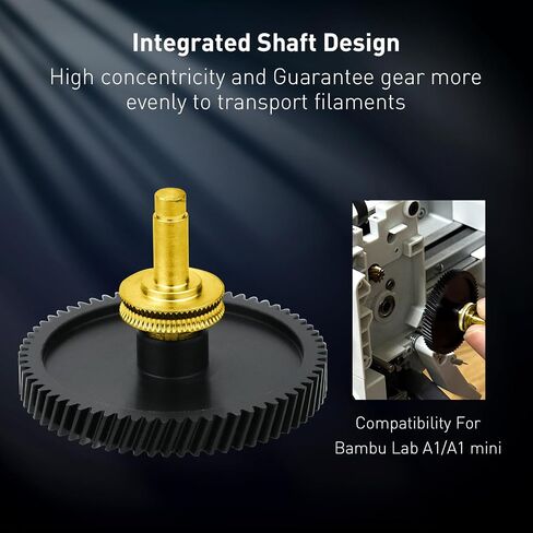 A1 Mini Extruder Gear, with Aluminum Alloy Handle,A1 Mini xirbbo Extruder Gear Assembly CNC POM Nano Coated Hardened Steel for Bambu Lab A1 Mini Extrusion Head Gear 3D Printer Accessory (Gold) in Saudi Arabia