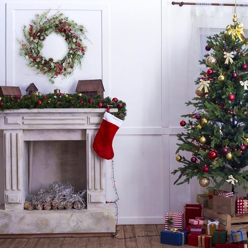 Bibelot 20 inches Red Berry with Pine Cones Wreath Christmas Wreath for Front Door Wreath Artificial Green Leaves Festival Decor Wreath Farmhouse Rustic Winter Home Wall Windows Decor (Red) … in Kuwait