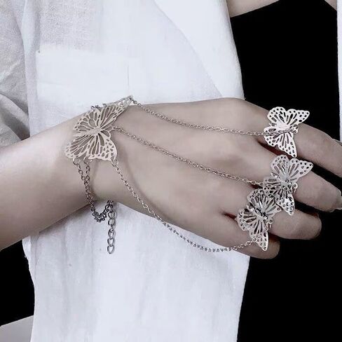 Butterfly Hand Chain Bracelet for Women Bohemian Butterfly Ring Bracelet Chain Hand Harness Bracelet Dainty Bracelet Prom Jewelry Gift in Saudi Arabia