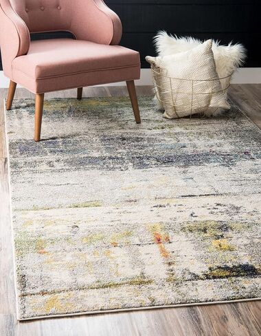 Unique Loom Chromatic Collection Modern Rustic & Vibrant Abstract Area Rug for Any Home Décor, 5 x 8 ft, Beige/Gray in Saudi Arabia