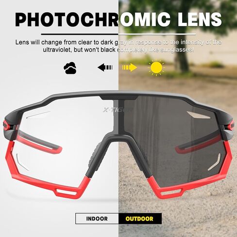 نظارات ركوب الدراجات X-TIGER فوتوكروميك للرجال والنساء، نظارات شمسية رياضية شفافة للحماية من الأشعة فوق البنفسجية للجري على الدراجات الجبلية in Kuwait