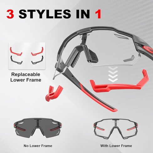 نظارات ركوب الدراجات X-TIGER فوتوكروميك للرجال والنساء، نظارات شمسية رياضية شفافة للحماية من الأشعة فوق البنفسجية للجري على الدراجات الجبلية in Kuwait
