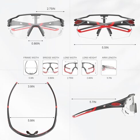 نظارات ركوب الدراجات X-TIGER فوتوكروميك للرجال والنساء، نظارات شمسية رياضية شفافة للحماية من الأشعة فوق البنفسجية للجري على الدراجات الجبلية in Kuwait