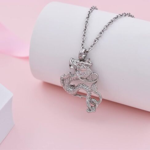 Dragon Urn Necklaces for Ashes Keepsake Jewelry Stainless Steel Cremation Ash Urn Necklace Memorial Jewelry Urn Pendant for Men Women in Saudi Arabia