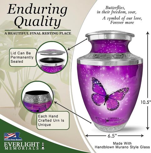 Cremation Urns for Human Ashes - Aurora Borealis Large Decorative Urn for Adult Men & Women - Burial Urns for Adult Human Ashes in Saudi Arabia
