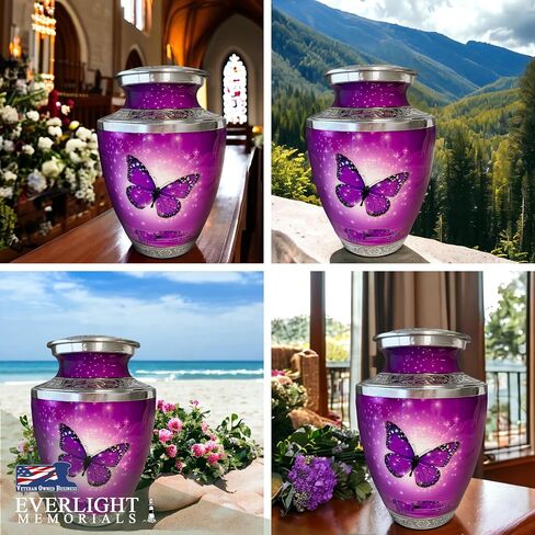 Cremation Urns for Human Ashes - Aurora Borealis Large Decorative Urn for Adult Men & Women - Burial Urns for Adult Human Ashes in Saudi Arabia