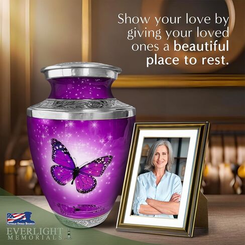 Cremation Urns for Human Ashes - Aurora Borealis Large Decorative Urn for Adult Men & Women - Burial Urns for Adult Human Ashes in Saudi Arabia