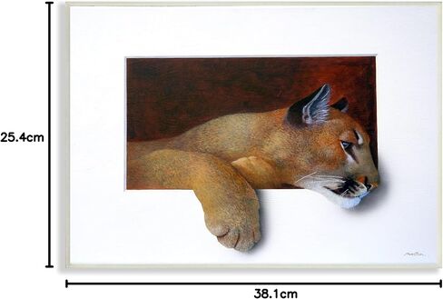 Stupell Industries Wild Cougar Resting Head لوحة الوهم المثيرة للاهتمام، تصميم آلان ويستون، لوحة حائط، 19 × 13 in Saudi Arabia