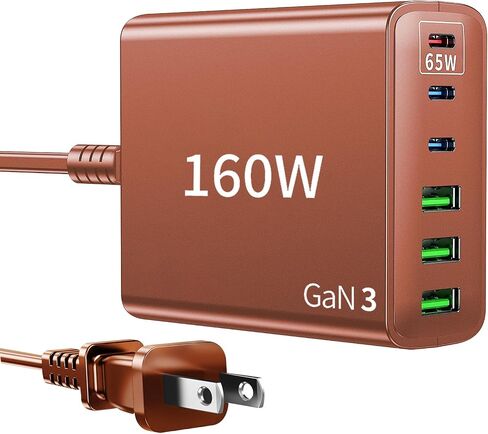 USB C Fast Wall Charger Block: 160W GaN Charger Power Adapter - 6 Port PD Charging Station for Multiple Devices, Laptop Charger Compact Charging Hub for MacBook Pro Air iPhone iPad Samsung in Saudi Arabia