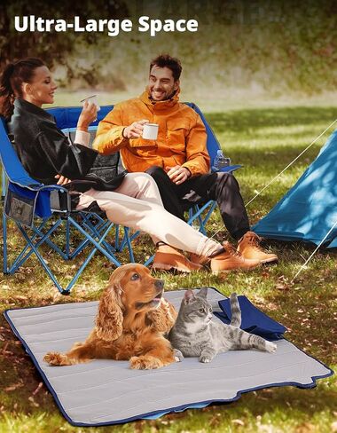 DEERFAMY Double Camping Chair for Adults, Breathable Folding Camping Chair with Cooler Bag and Insulated Cup Holders for Outdoor Travel Picnic, Portable Loveseat for 2/3 Person in Saudi Arabia