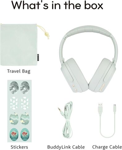 BuddyPhones Cosmos Fun, Foldable ANC Bluetooth Headphones with Microphone, SafeAudio Volume-Limiting Options 75/85/94dB, Works Wired or Wireless, for Toddlers to Young Adults by Onanoff (Blue) in Saudi Arabia