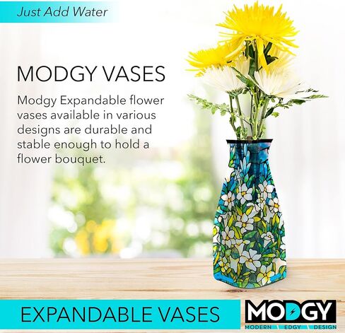 MODGY Expandable Flower Vase Plastic Decorative Modern Vases for Flowers Centerpieces Dining Table Decor Living Room Bathroom Wedding Office, Louis C. Tiffany Field of Lilies in Saudi Arabia