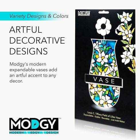 MODGY Expandable Flower Vase Plastic Decorative Modern Vases for Flowers Centerpieces Dining Table Decor Living Room Bathroom Wedding Office, Louis C. Tiffany Field of Lilies in Saudi Arabia