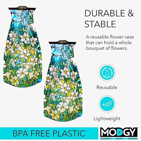 MODGY Expandable Flower Vase Plastic Decorative Modern Vases for Flowers Centerpieces Dining Table Decor Living Room Bathroom Wedding Office, Louis C. Tiffany Field of Lilies in Saudi Arabia