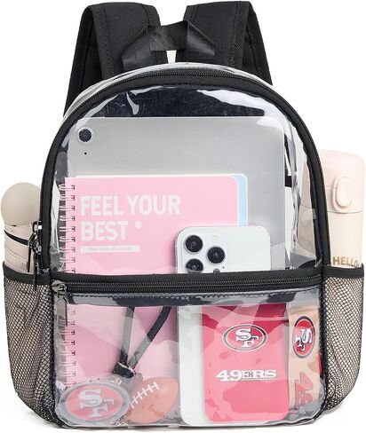 Bluome Clear Backpack for Stadium Events 12x6x12 Clear Bag for Stadium Events with Wider Shoulder Straps Small Clear Backpack for Sport Events Festival Concerts,Black in Saudi Arabia