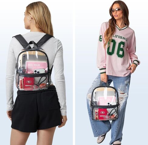 Bluome Clear Backpack for Stadium Events 12x6x12 Clear Bag for Stadium Events with Wider Shoulder Straps Small Clear Backpack for Sport Events Festival Concerts,Black in Saudi Arabia