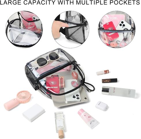 Bluome Clear Backpack for Stadium Events 12x6x12 Clear Bag for Stadium Events with Wider Shoulder Straps Small Clear Backpack for Sport Events Festival Concerts,Black in Saudi Arabia
