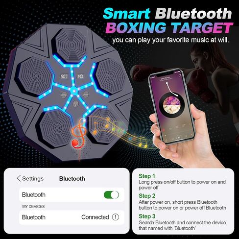 Glimer 2024 New Music Boxing Machine, 9 Speeds Smart Boxing Machine, Boxing Machine Wall Mounted Music, with Boxing Gloves, Music Boxing Machine for Adults and Kids, Home Workout, Gym in Saudi Arabia