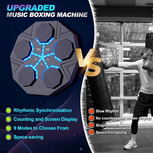 Glimer 2024 New Music Boxing Machine, 9 Speeds Smart Boxing Machine, Boxing Machine Wall Mounted Music, with Boxing Gloves, Music Boxing Machine for Adults and Kids, Home Workout, Gym in Saudi Arabia