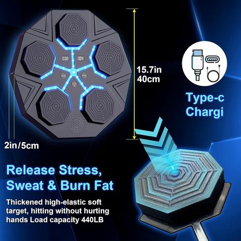 Glimer 2024 New Music Boxing Machine, 9 Speeds Smart Boxing Machine, Boxing Machine Wall Mounted Music, with Boxing Gloves, Music Boxing Machine for Adults and Kids, Home Workout, Gym in Saudi Arabia