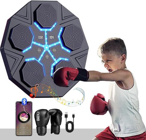 Glimer 2024 New Music Boxing Machine, 9 Speeds Smart Boxing Machine, Boxing Machine Wall Mounted Music, with Boxing Gloves, Music Boxing Machine for Adults and Kids, Home Workout, Gym in Saudi Arabia
