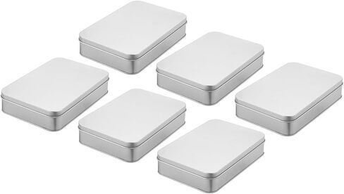 uxcell Metal Tin Box Containers, 6Pcs 6.3x4.3x1.4 Inch Silver Mini Portable Metal Rectangular Empty Hinged Tins Box with Lid for Candy Tins Gift Card in Saudi Arabia