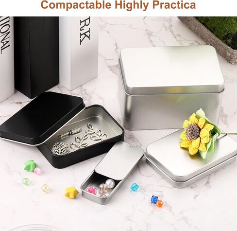 uxcell Metal Tin Box Containers, 6Pcs 6.3x4.3x1.4 Inch Silver Mini Portable Metal Rectangular Empty Hinged Tins Box with Lid for Candy Tins Gift Card in Saudi Arabia