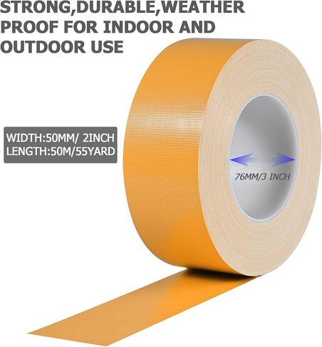Yellow Duct Tape, 2 Inches x 55 Yards Heavy Duty Duct Tape, Industrial Grade, Tear by Hand, No Residue, for Home Improvement, Repairs, Projects (Yellow) in Saudi Arabia