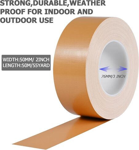 Yellow Duct Tape, 2 Inches x 55 Yards Heavy Duty Duct Tape, Industrial Grade, Tear by Hand, No Residue, for Home Improvement, Repairs, Projects (Yellow) in Saudi Arabia
