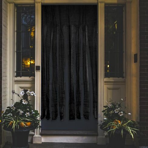 5Pack Halloween Door Curtain Decoration, 65x40 Inch Black Creepy Gauze for Doorway Curtain Decorations, Scary Spooky Cloth for Halloween Party Haunted House Entrance Decor in Saudi Arabia