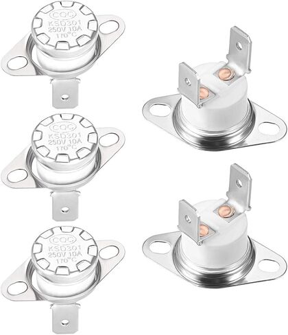 uxcell KSD301 ترموستات 185 درجة مئوية/365 درجة فهرنهايت 10 أمبير مغلق عادة N.C ضبط مفتاح درجة حرارة القرص المفاجئ للميكروويف والفرن وصانع القهوة 5 قطع in Kuwait