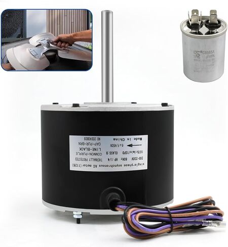 W51-14CJA1-02 Condenser Motor, 1/4 HP, 208/230V, 1075RPM Condenser Fan Motor, Reversible Rotating Condenser Fan Motor, Replacement Condenser Fan Motor in Kuwait
