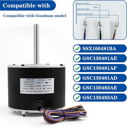 W51-14CJA1-02 Condenser Motor, 1/4 HP, 208/230V, 1075RPM Condenser Fan Motor, Reversible Rotating Condenser Fan Motor, Replacement Condenser Fan Motor in Kuwait