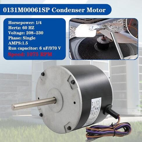 W51-14CJA1-02 Condenser Motor, 1/4 HP, 208/230V, 1075RPM Condenser Fan Motor, Reversible Rotating Condenser Fan Motor, Replacement Condenser Fan Motor in Kuwait