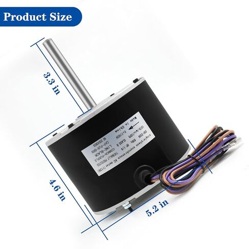 W51-14CJA1-02 Condenser Motor, 1/4 HP, 208/230V, 1075RPM Condenser Fan Motor, Reversible Rotating Condenser Fan Motor, Replacement Condenser Fan Motor in Kuwait