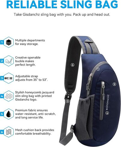 Gisdanchz Small Sling Bag Crossbody Bags for Women Men Cross Body Bag Lightweight Hiking Daypack Travel Backpack Over the Shoulder Bags for Gym Workout, White in Saudi Arabia