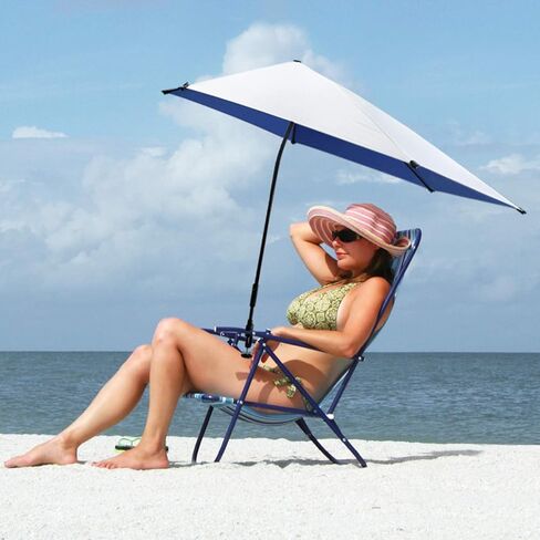 G4Free UPF 50+ مظلة الشاطئ القابلة للتعديل XL مع مشبك عالمي للكرسي، عربة الجولف، عربة الأطفال، المبيض، الفناء (أزرق) in Kuwait