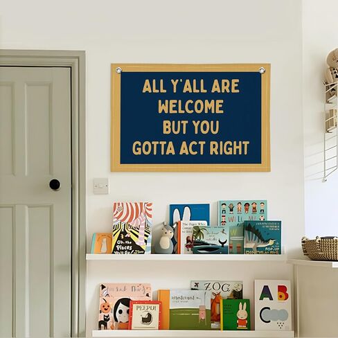 Vintage Wall Decor Flags for Room,All Y'all Are Welcome But You Gotta Act Right Banner for Home Retro Bedroom Kids Room Playroom Decor Wall Hanging Banner Flag,30x20 Inch in Saudi Arabia