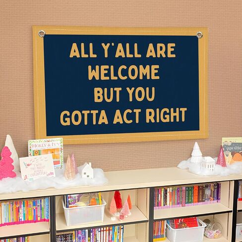 Vintage Wall Decor Flags for Room,All Y'all Are Welcome But You Gotta Act Right Banner for Home Retro Bedroom Kids Room Playroom Decor Wall Hanging Banner Flag,30x20 Inch in Saudi Arabia