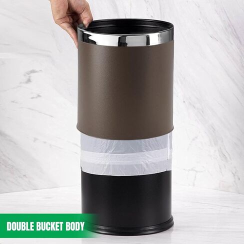 Small Office Trash Can, Open Top Small Wastebasket Bin, Invisi-Overlap' Metal Garbage Can, Waste Basket for Powder Room, Vanity, Bathroom (Red) in Saudi Arabia