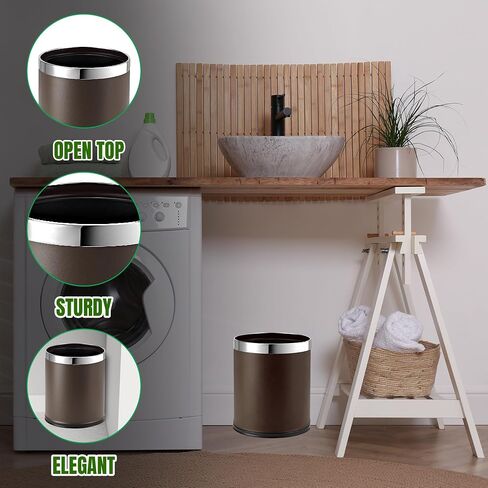 Small Office Trash Can, Open Top Small Wastebasket Bin, Invisi-Overlap' Metal Garbage Can, Waste Basket for Powder Room, Vanity, Bathroom (Red) in Saudi Arabia