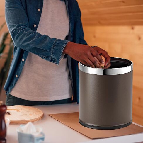 Small Office Trash Can, Open Top Small Wastebasket Bin, Invisi-Overlap' Metal Garbage Can, Waste Basket for Powder Room, Vanity, Bathroom (Red) in Saudi Arabia
