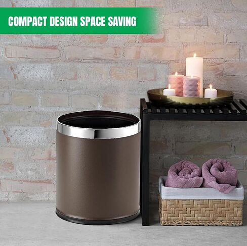 Small Office Trash Can, Open Top Small Wastebasket Bin, Invisi-Overlap' Metal Garbage Can, Waste Basket for Powder Room, Vanity, Bathroom (Red) in Saudi Arabia