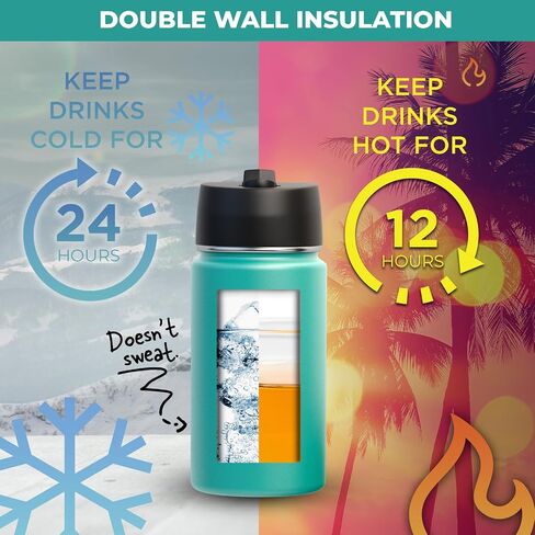 زجاجة مياه رياضية من IRON °FLASK - فم واسع مع 3 أغطية للصنبور - زجاجات رياضية وخارجية من الفولاذ المقاوم للصدأ للرجال والنساء والأطفال - ترمس معزول بجدار مزدوج، مقصف معدني - زبرجد، 18 أونصة in Saudi Arabia