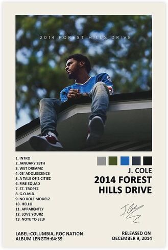 YGULC J Cole 2014 Forest Hills Drive Music Album Cover موقعة محدودة ملصق قماش ملصق جدار الفن ديكور طباعة لوحات صور لغرفة المعيشة غرفة النوم الديكور Unframe: 12x18 بوصة (30x45 سم) in Saudi Arabia